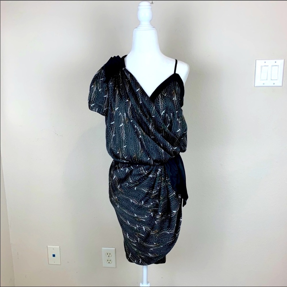 Isabel Marant Printed One Shoulder Wrap Dress Sz 2